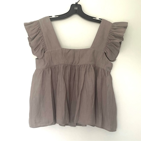 New ZARA NWOT Alexi Ruffle Crinkle Pleat Cropped Blouse - Picture 7 of 11